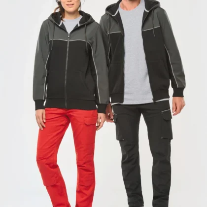 WK410 - Veste molleton bicolore zippée à capuche écoresponsable unisexe