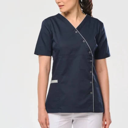 WK506 - Blouse polycoton avec boutons-pression femme