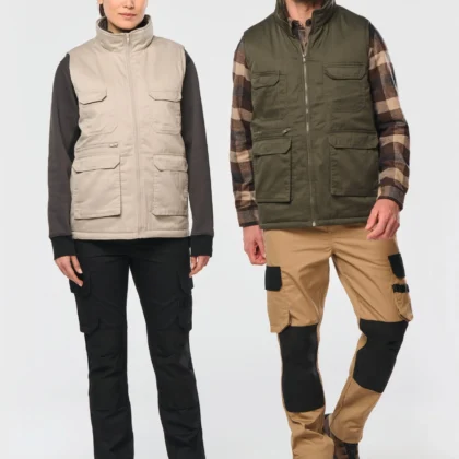 WK607 - Gilet polycoton multipoches rembourré unisexe