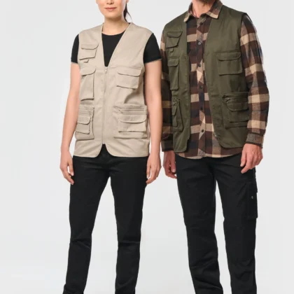 WK609 - Gilet polycoton multipoches doublé unisexe