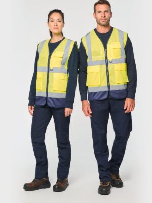 WK618 - Gilet de sécurité haute visibilité recyclé avec zip unisexe
