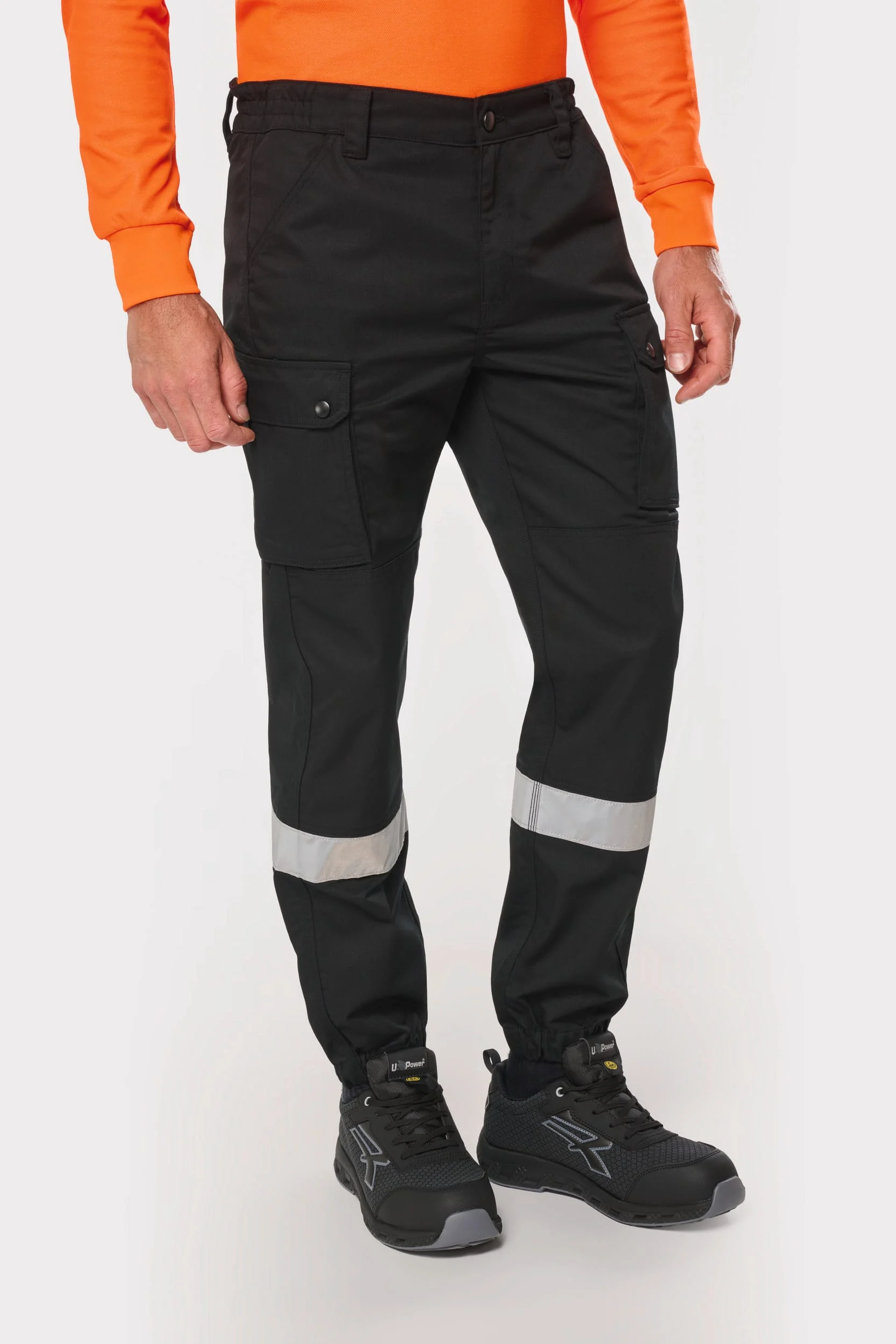 WK712 - Pantalon cargo unisexe avec bas élastiqué et bande réfléchissante – Image 3