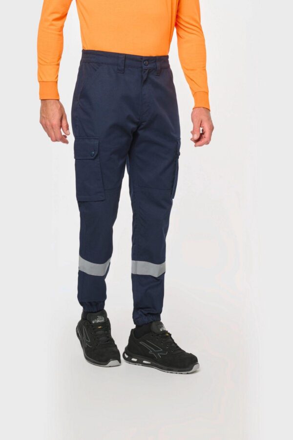 WK712 - Pantalon cargo unisexe avec bas élastiqué et bande réfléchissante