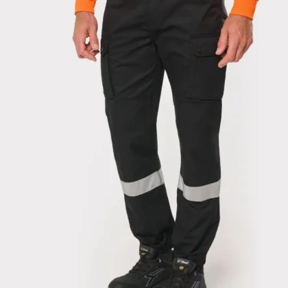 WK712 - Pantalon cargo unisexe avec bas élastiqué et bande réfléchissante