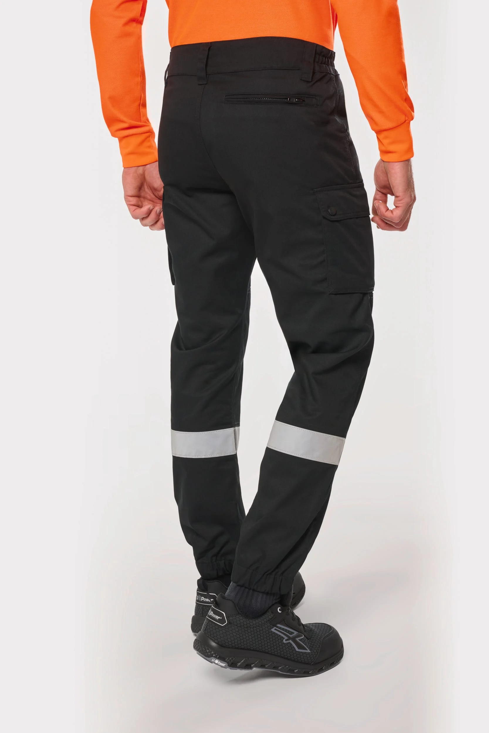WK712 - Pantalon cargo unisexe avec bas élastiqué et bande réfléchissante – Image 2