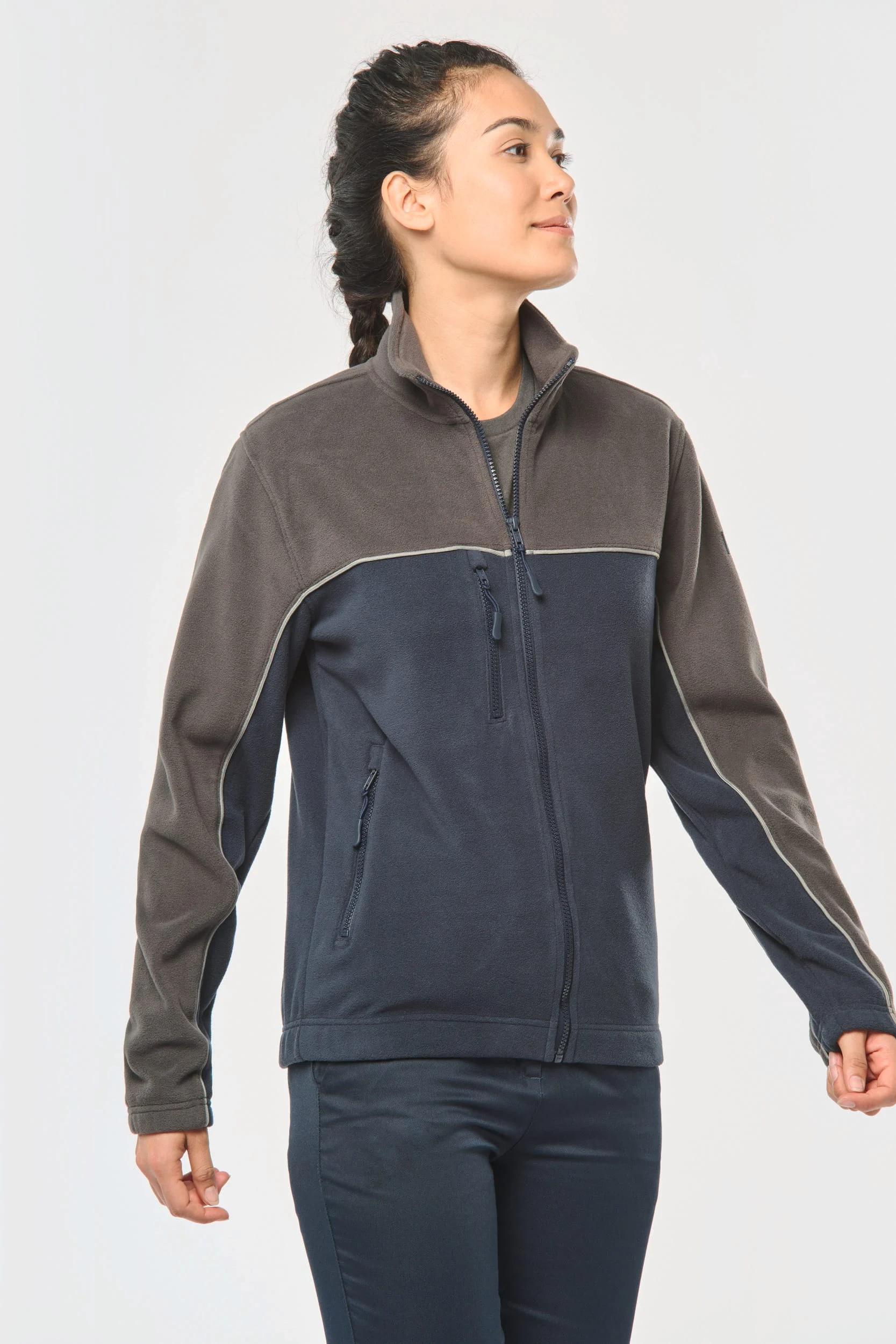 WK904 - Veste micropolaire bicolore écoresponsable unisexe – Image 3