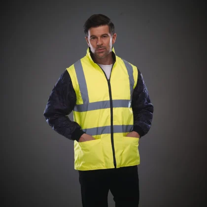 YHV008SL - Veste matelassée haute visibilité avec manches détachables