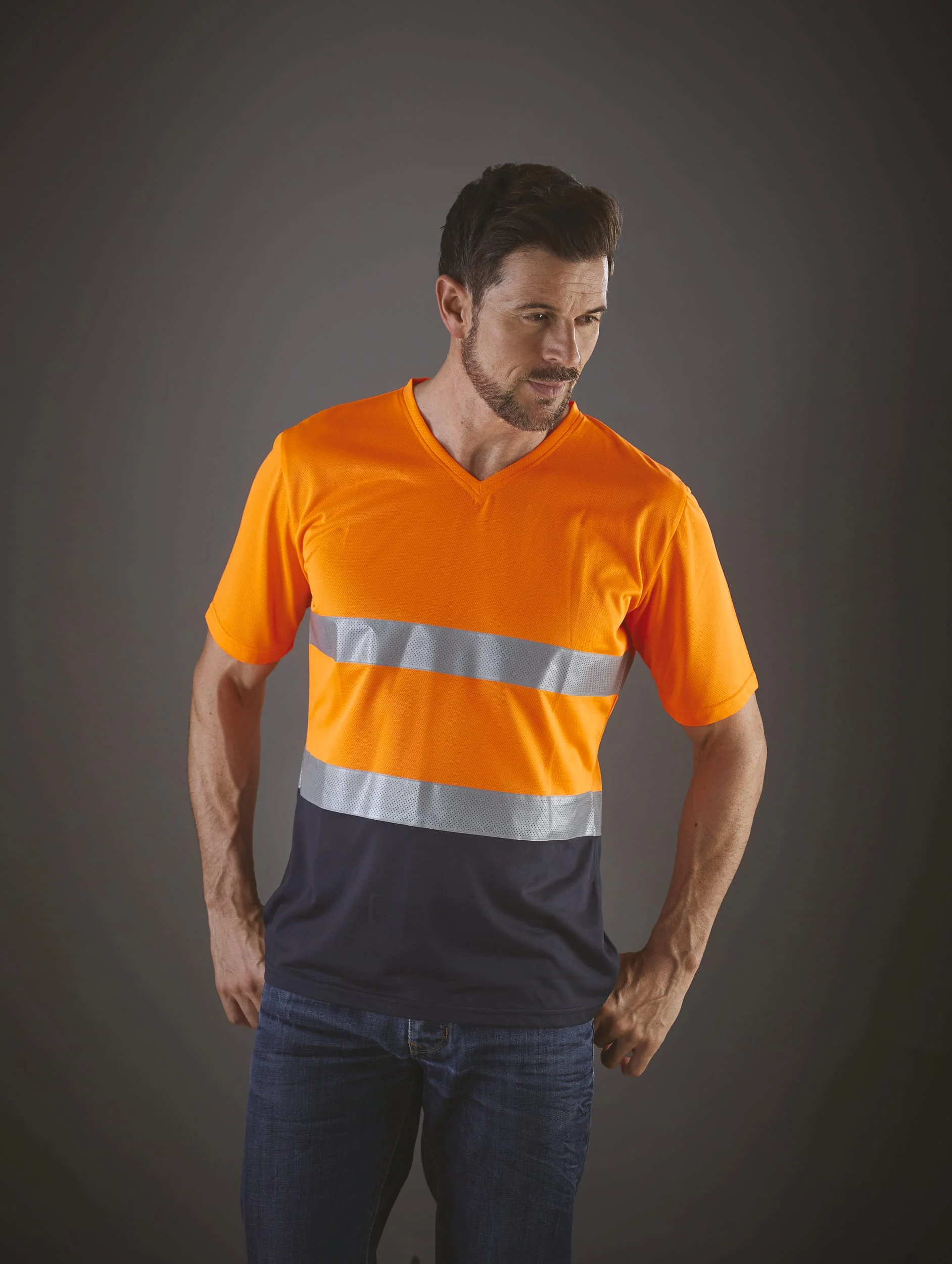YHVJ910 - T-shirt col V haute visibilité Top Cool – Image 3