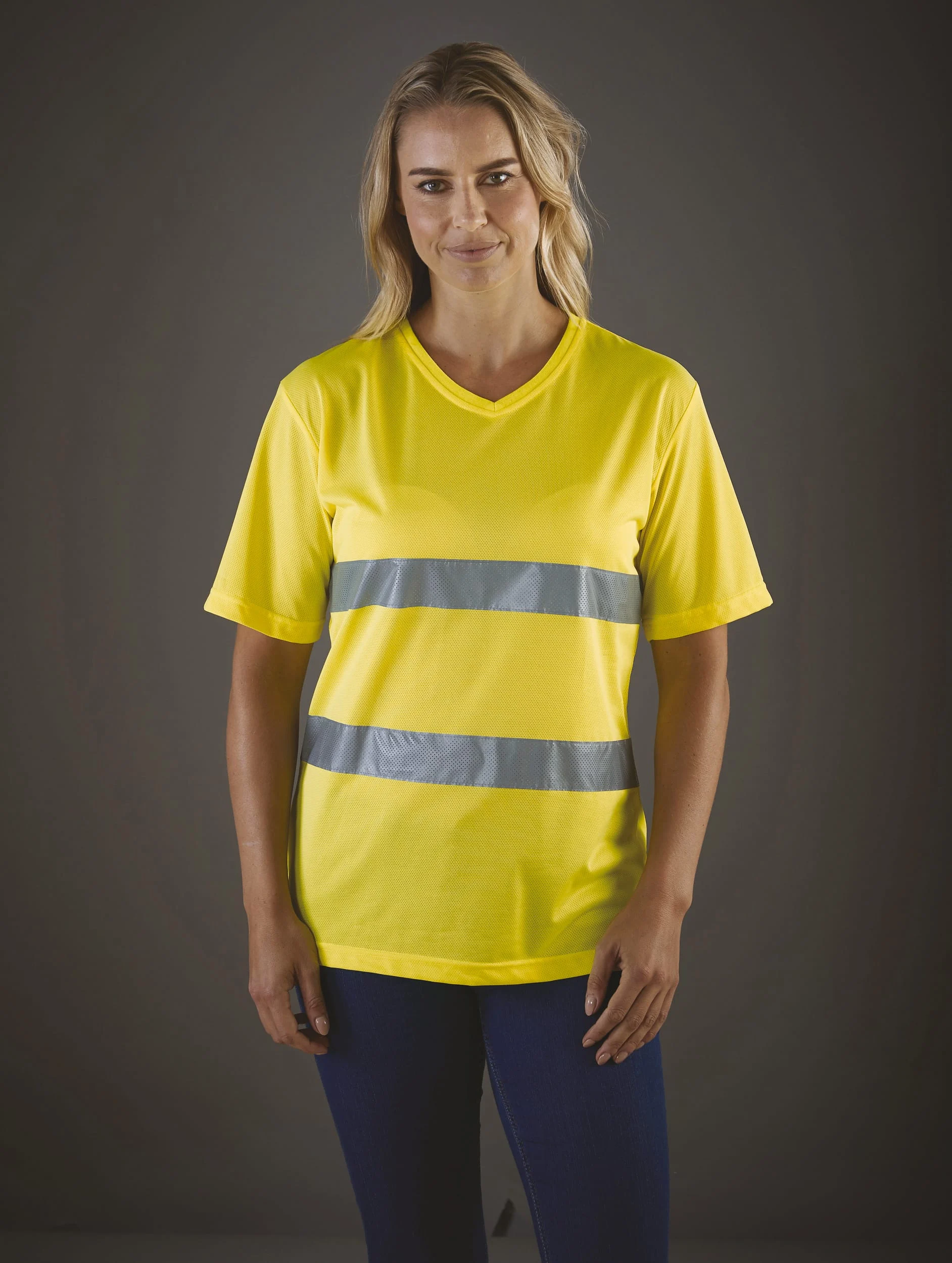 YHVJ910 - T-shirt col V haute visibilité Top Cool