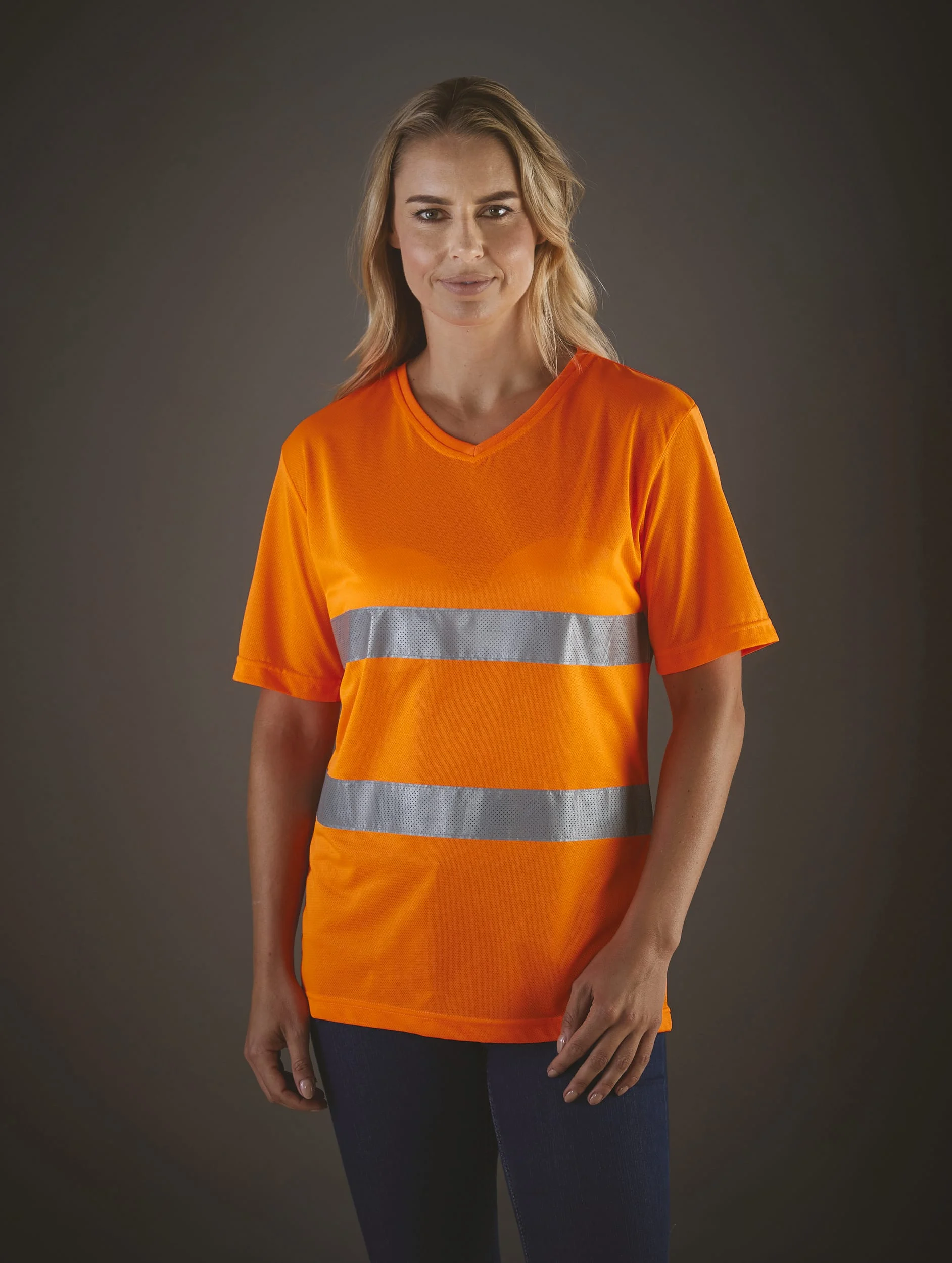 YHVJ910 - T-shirt col V haute visibilité Top Cool – Image 4
