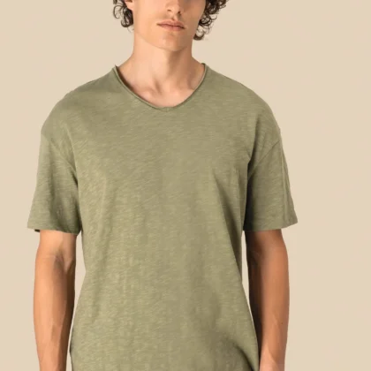 SP303 - T-shirt écoresponsable col slub à épaules tombantes homme