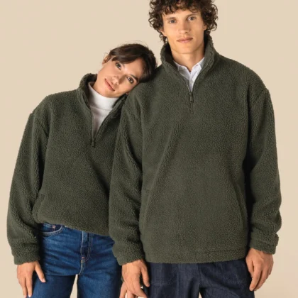 SP403 - Sweat-shirt 1/4 zip à épaules tombantes en sherpa unisexe