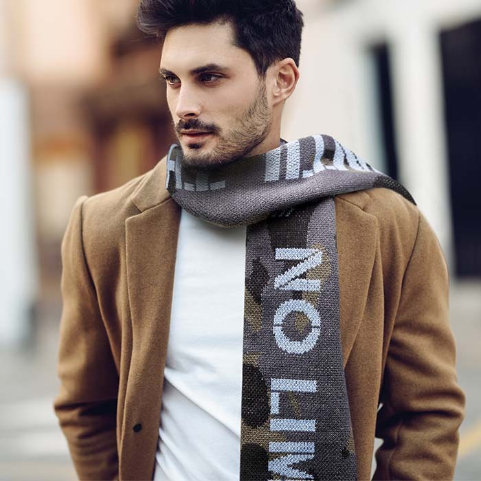 MW2007 - Echarpe jacquard double épaisseur en acrylique avec votre motif multicolore personnalisé. – Image 11