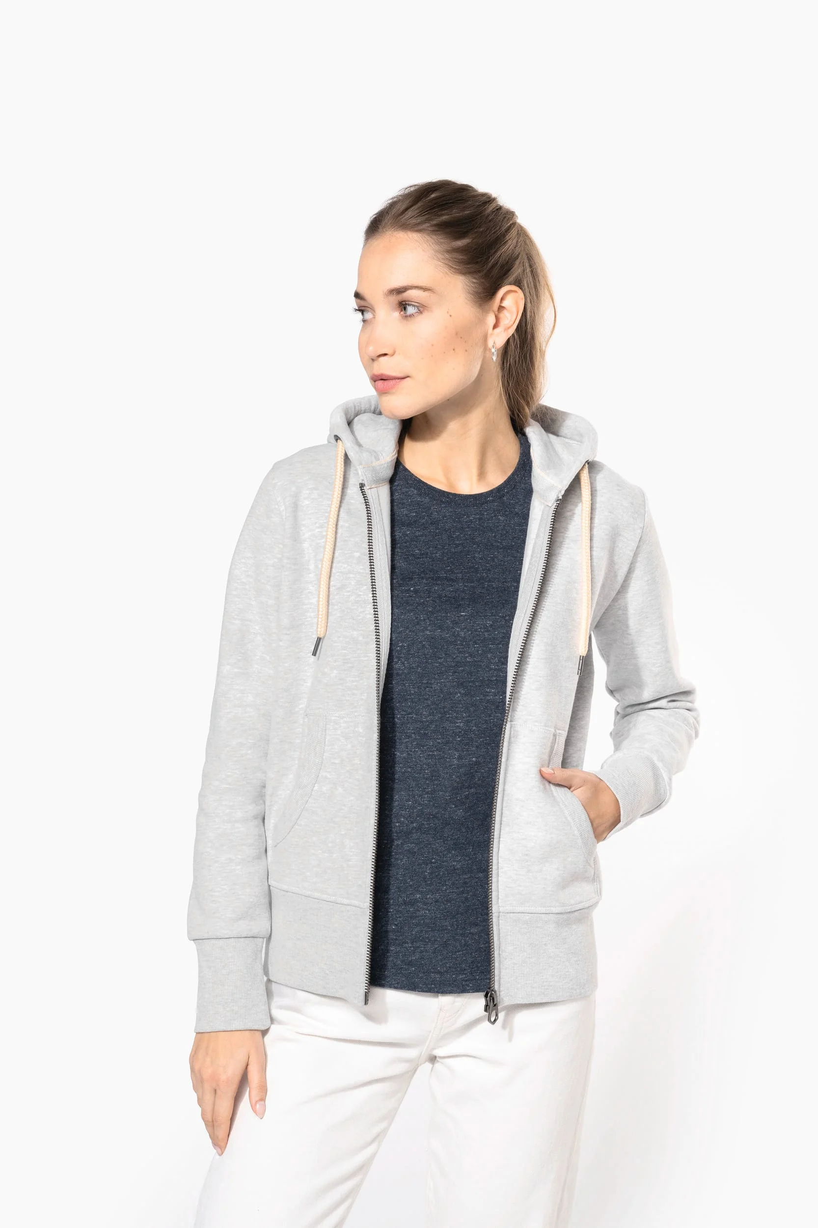 KV2307 - Sweat-shirt vintage zippé à capuche femme