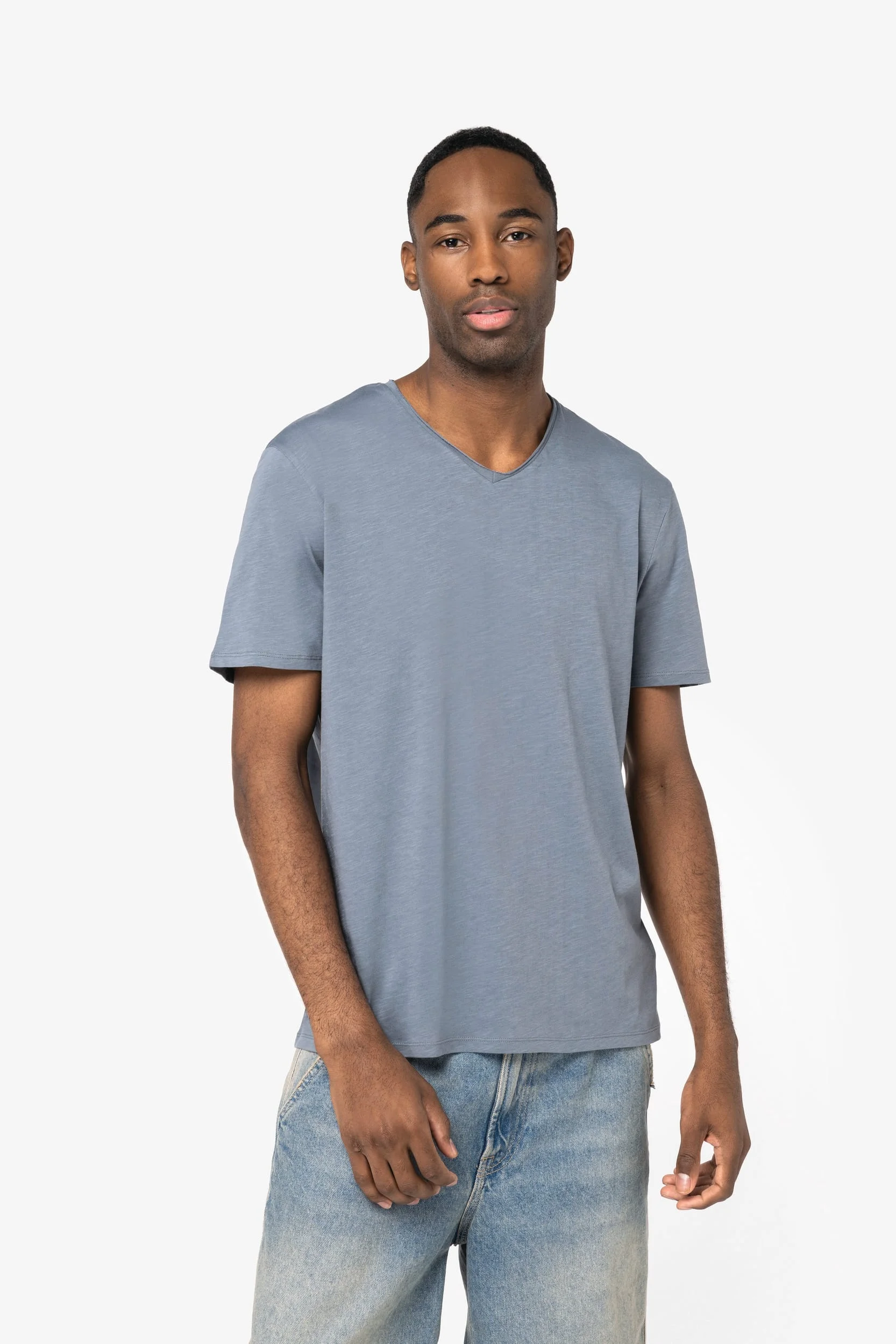 NS318 - T-shirt écoresponsable slub bords francs homme
