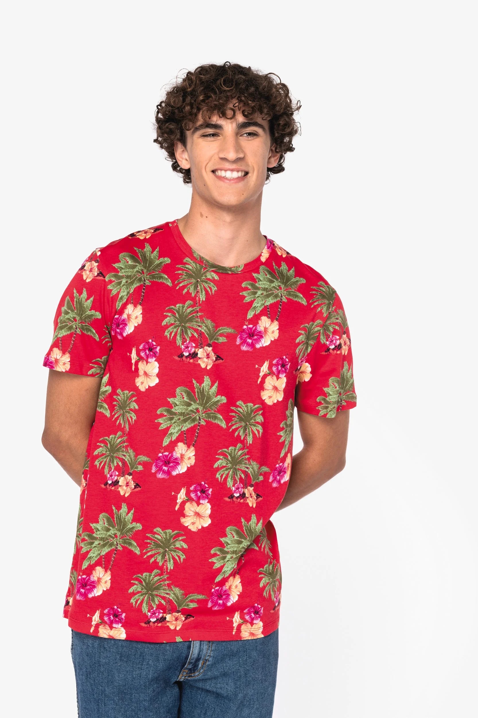 NS350 - T-shirt écoresponsable imprimé tropical homme