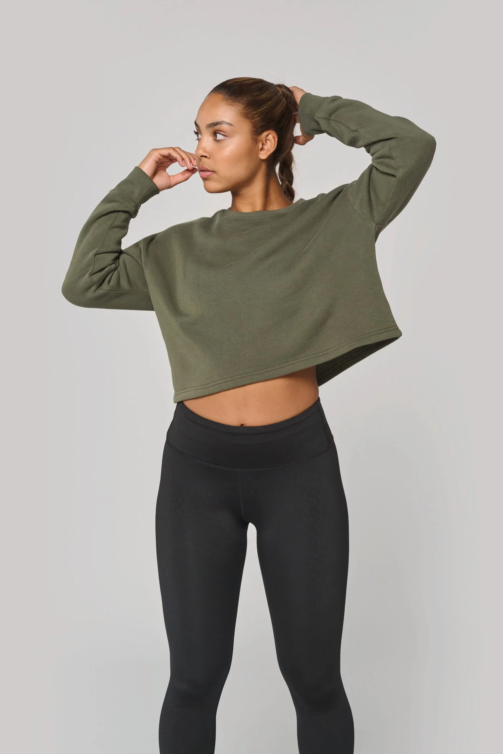 PA395 - Sweat-shirt crop col rond femme