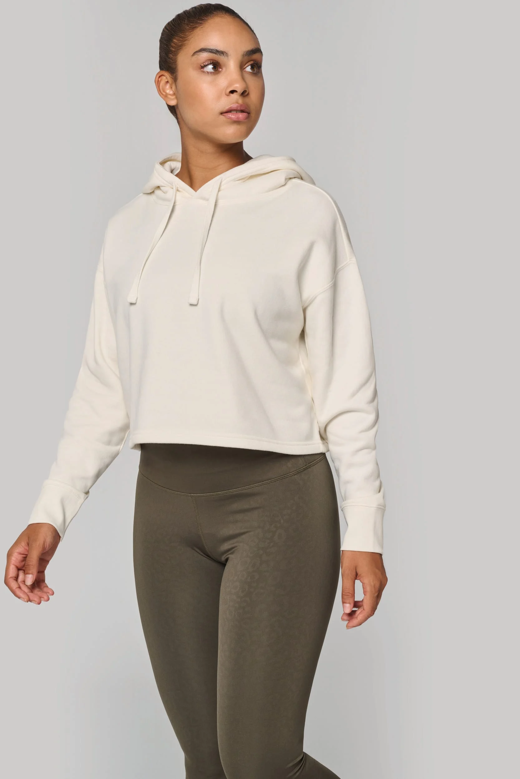 PA396 - Sweat-shirt crop à capuche femme
