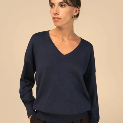 SP921 - Pull écoresponsable col V en lyocell femme