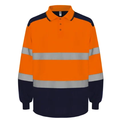 YHVJ330 - Polo bicolore manches longues haute visibilité