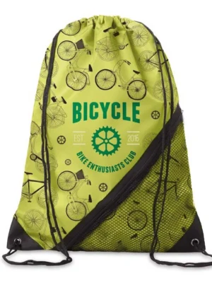 MB3003 - Sac à cordon en polyester 210D avec fermeture à glissière et pochette en filet