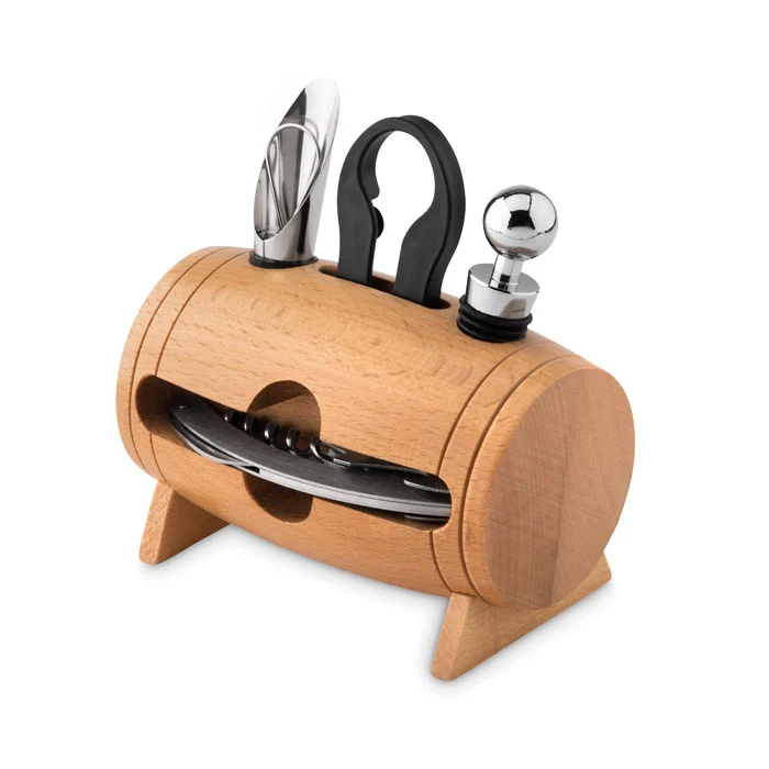 MO9523 - 4 accessoires à vin en tonneau