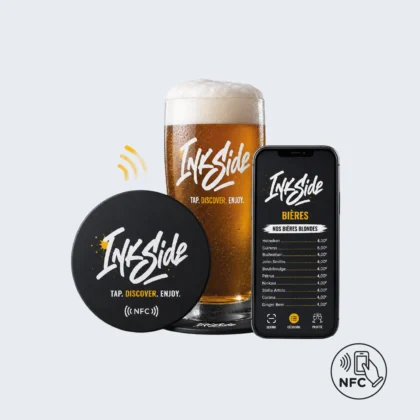 Sous-verre en PVC avec puce NFC