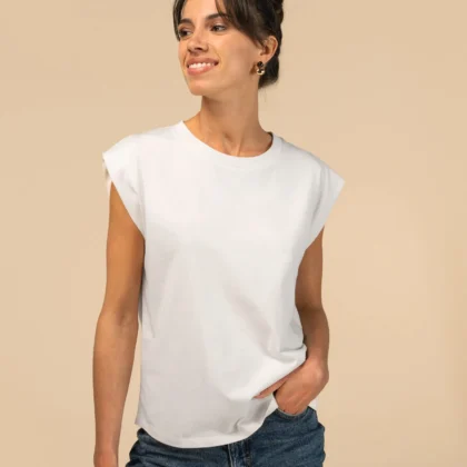 SP306 - T-shirt écoresponsable sans manches à épaulettes femme
