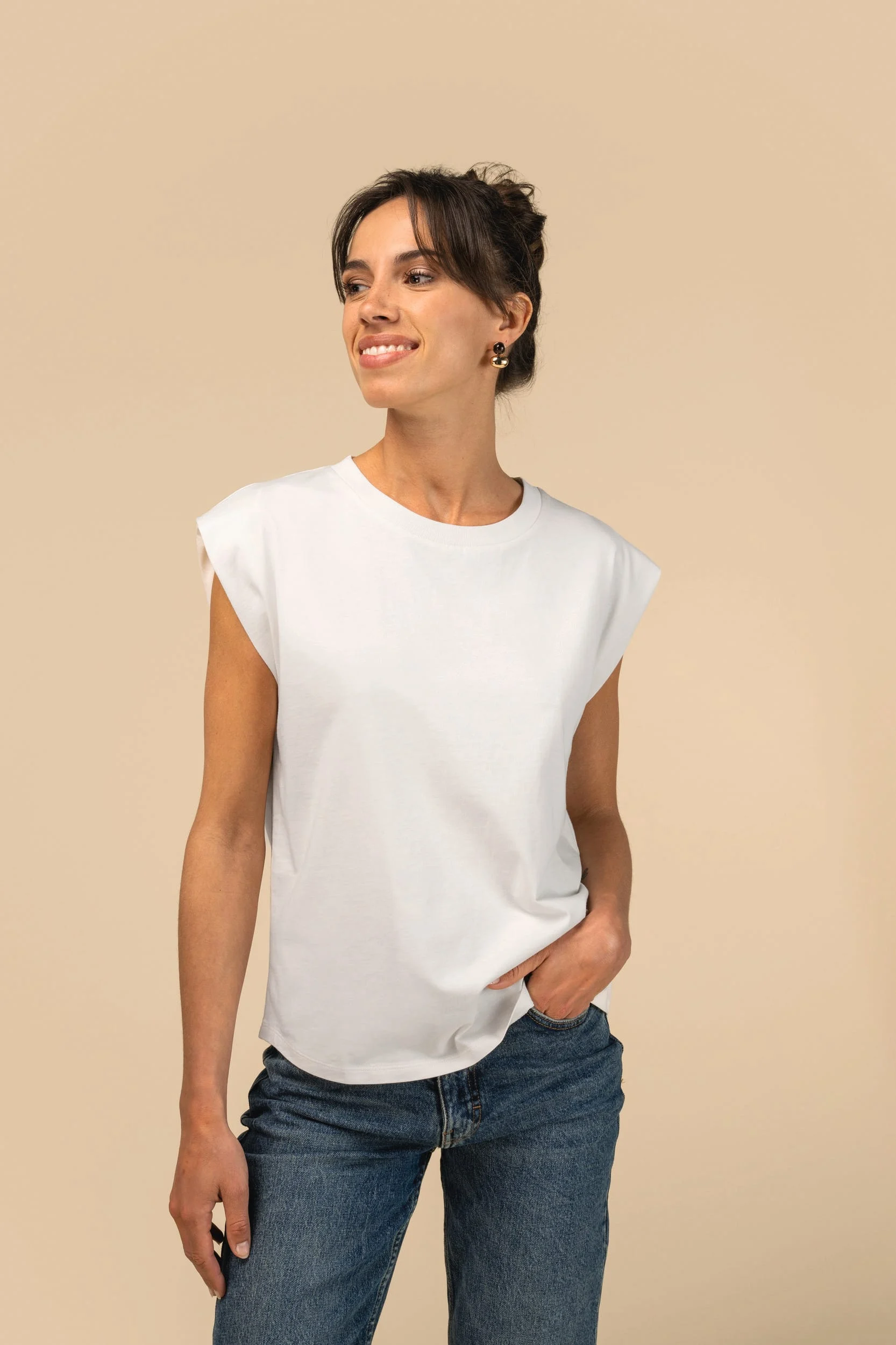 SP306 - T-shirt écoresponsable sans manches à épaulettes femme
