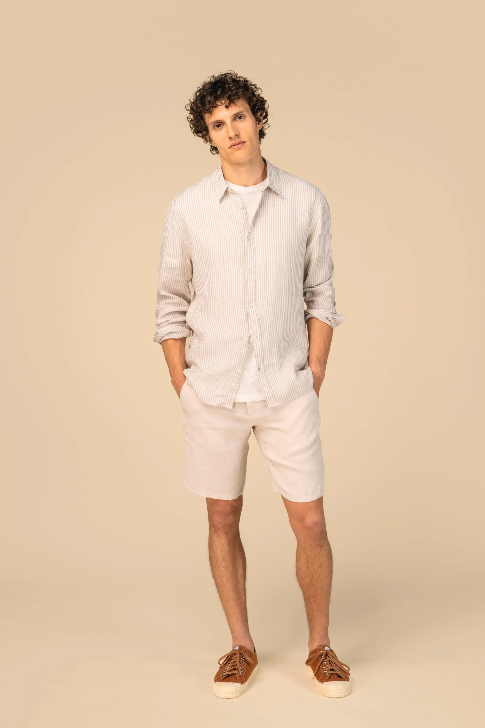 SP525 - Chemise rayée en lin homme – Image 2