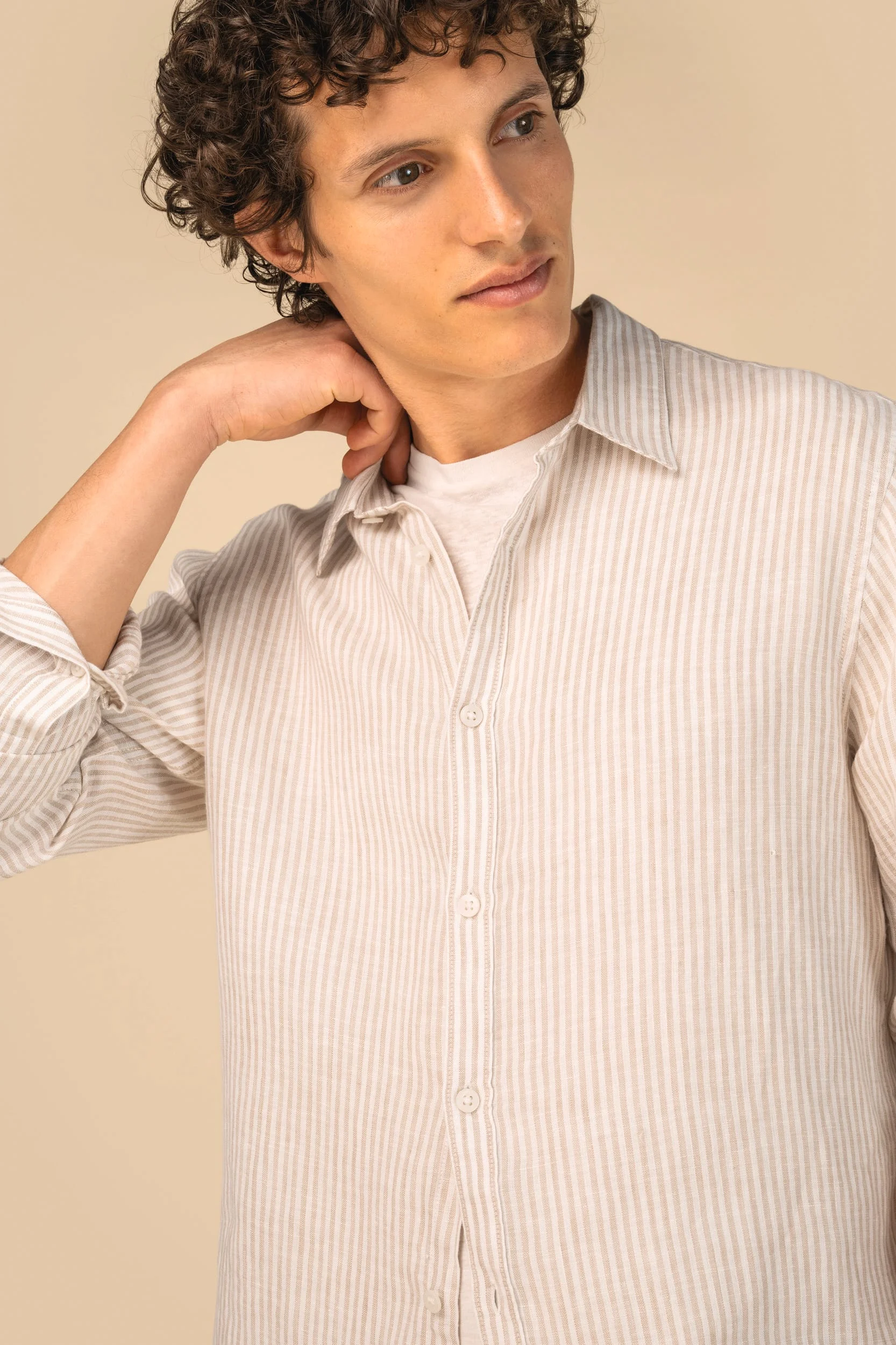 SP525 - Chemise rayée en lin homme – Image 5