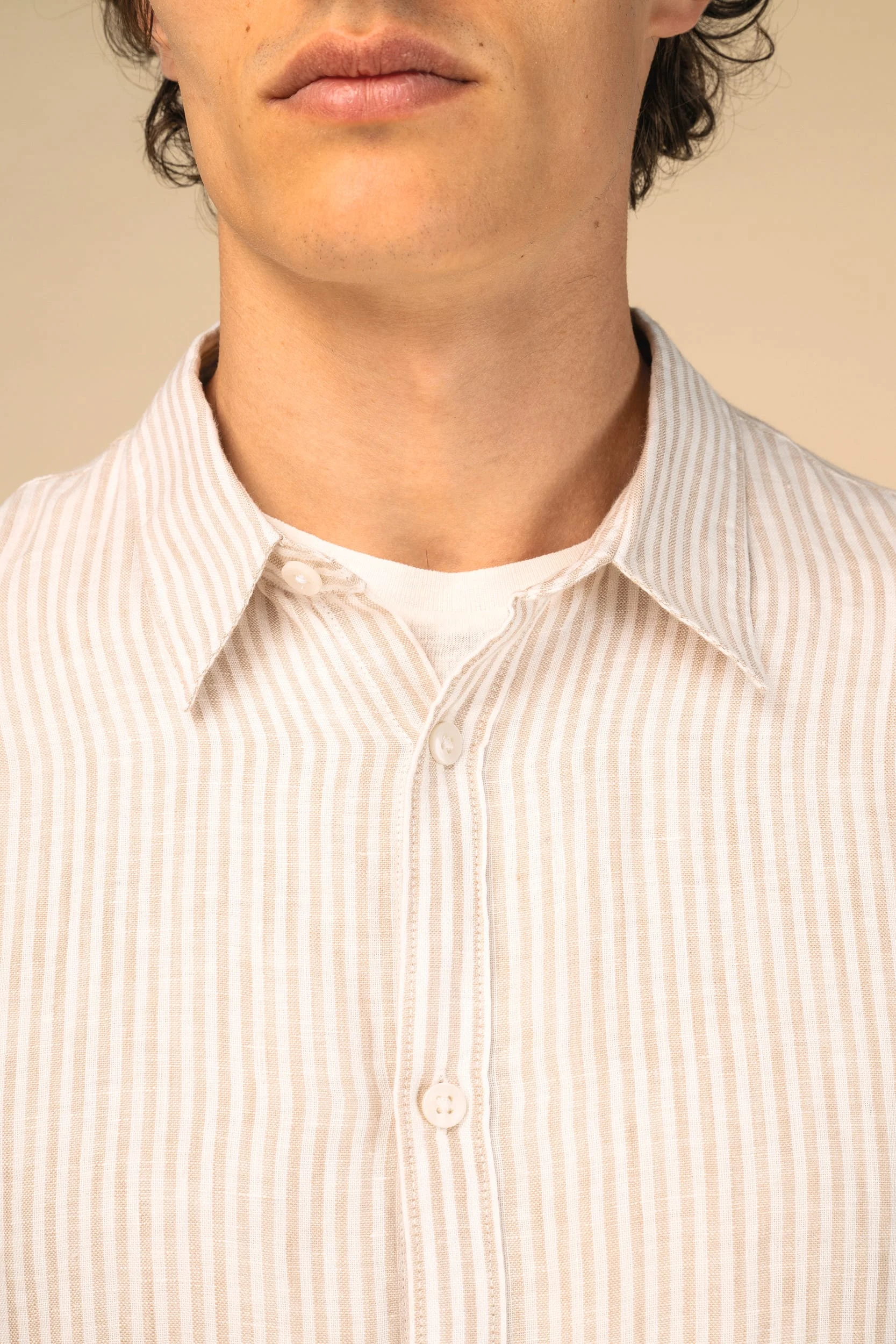 SP525 - Chemise rayée en lin homme – Image 7