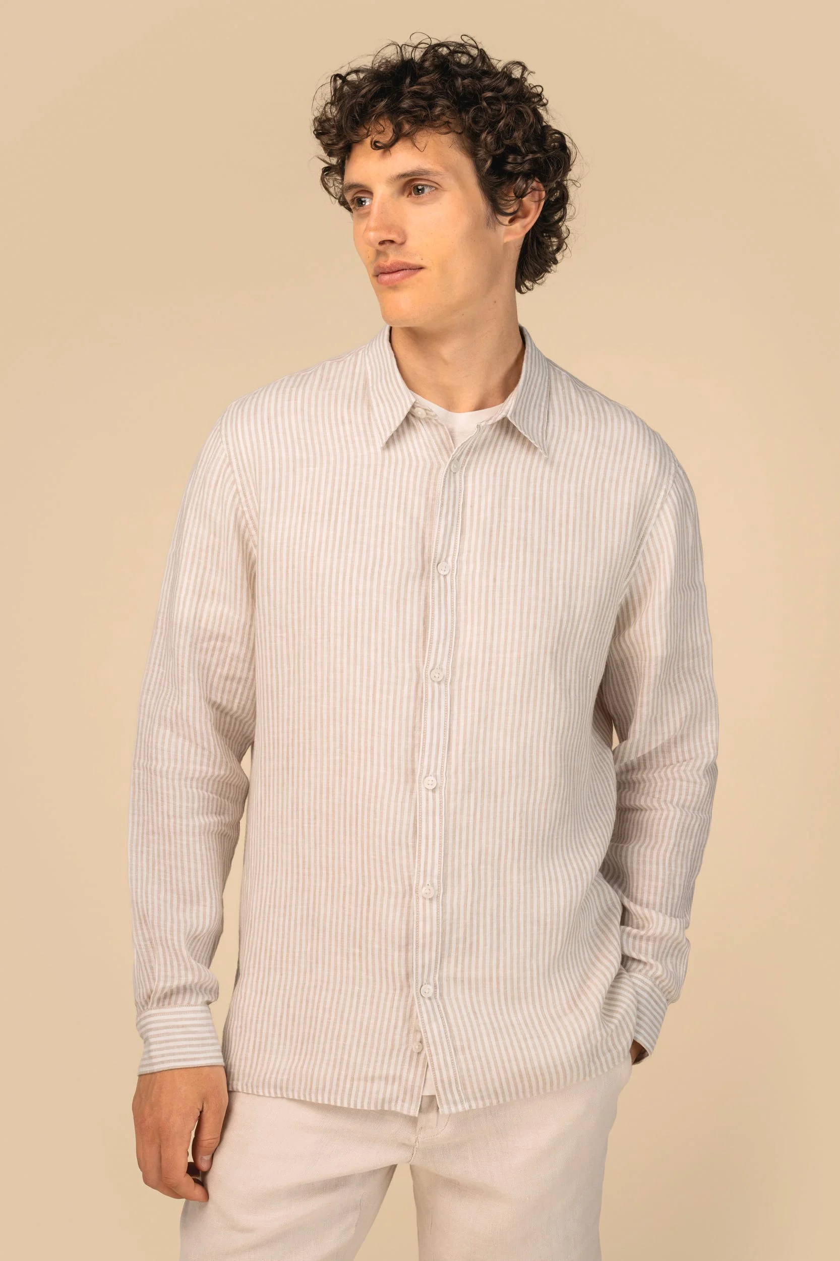 SP525 - Chemise rayée en lin homme – Image 3