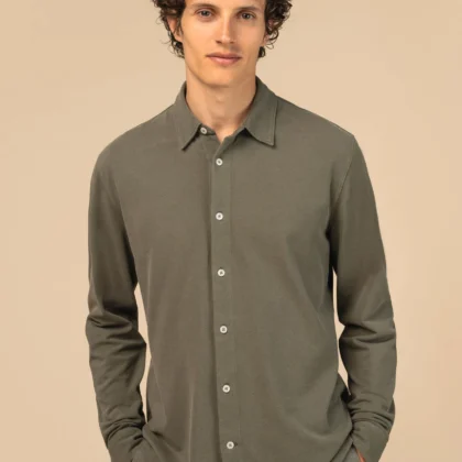 SP529 - Chemise écoresponsable délavée en maille piquée homme