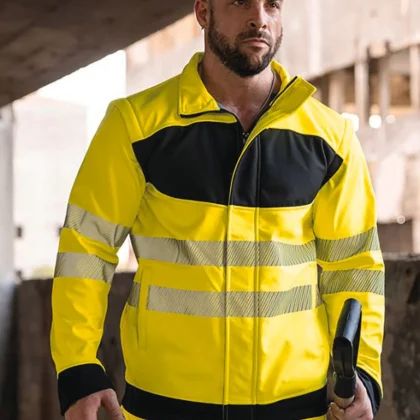 TXEOSSJ - Hi-Vis Veste Softshell avec poitrine noire