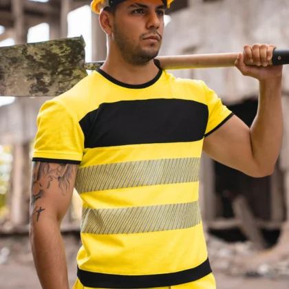 TXEOST - T-shirt Haute Visibilité avec poche poitrine noire