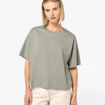 NS349 - T-shirt écoresponsable boxy à épaules tombantes femme