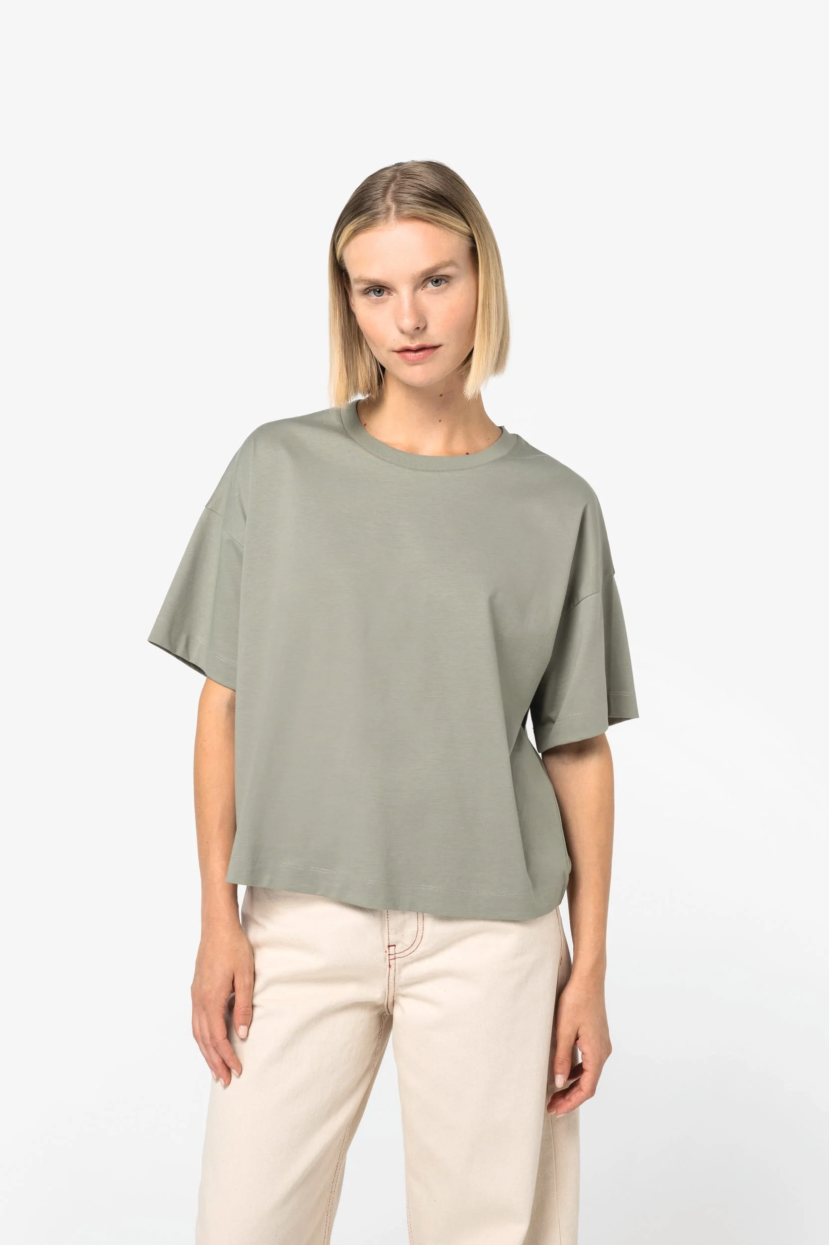 NS349 - T-shirt écoresponsable boxy à épaules tombantes femme