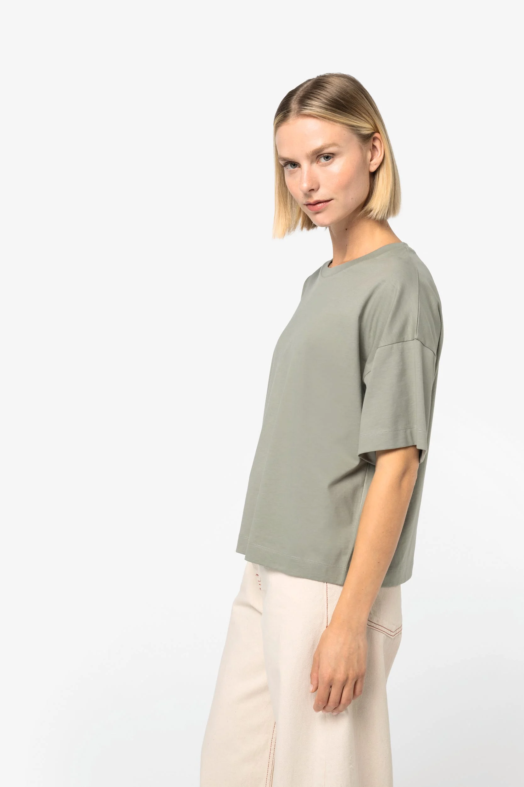 NS349 - T-shirt écoresponsable boxy à épaules tombantes femme – Image 5