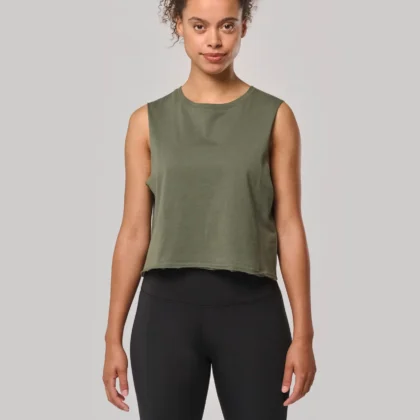 PA499 - T-shirt crop sans manches femme