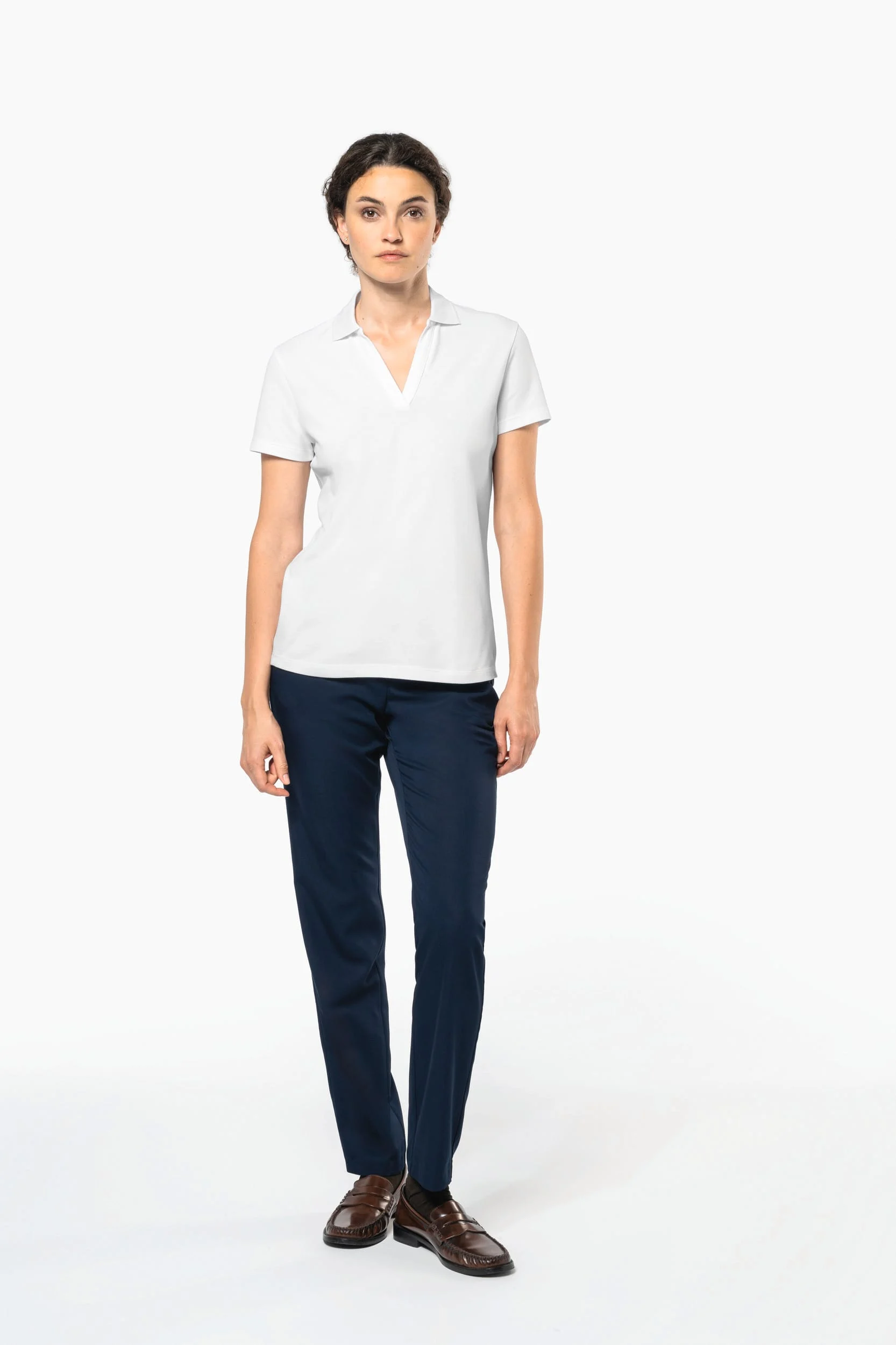 PK205 - Polo col en V coton Supima® femme – Image 4