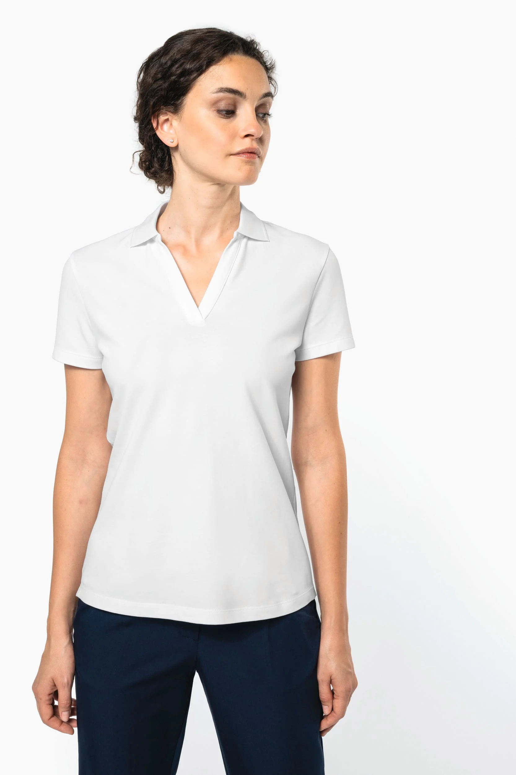 PK205 - Polo col en V coton Supima® femme – Image 10
