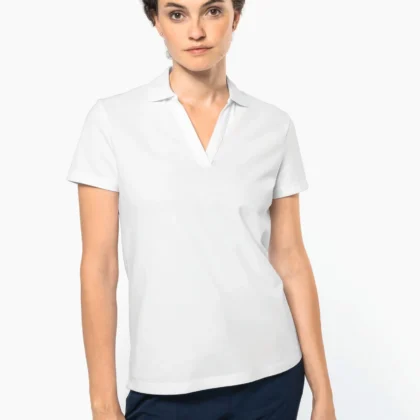 PK205 - Polo col en V coton Supima® femme