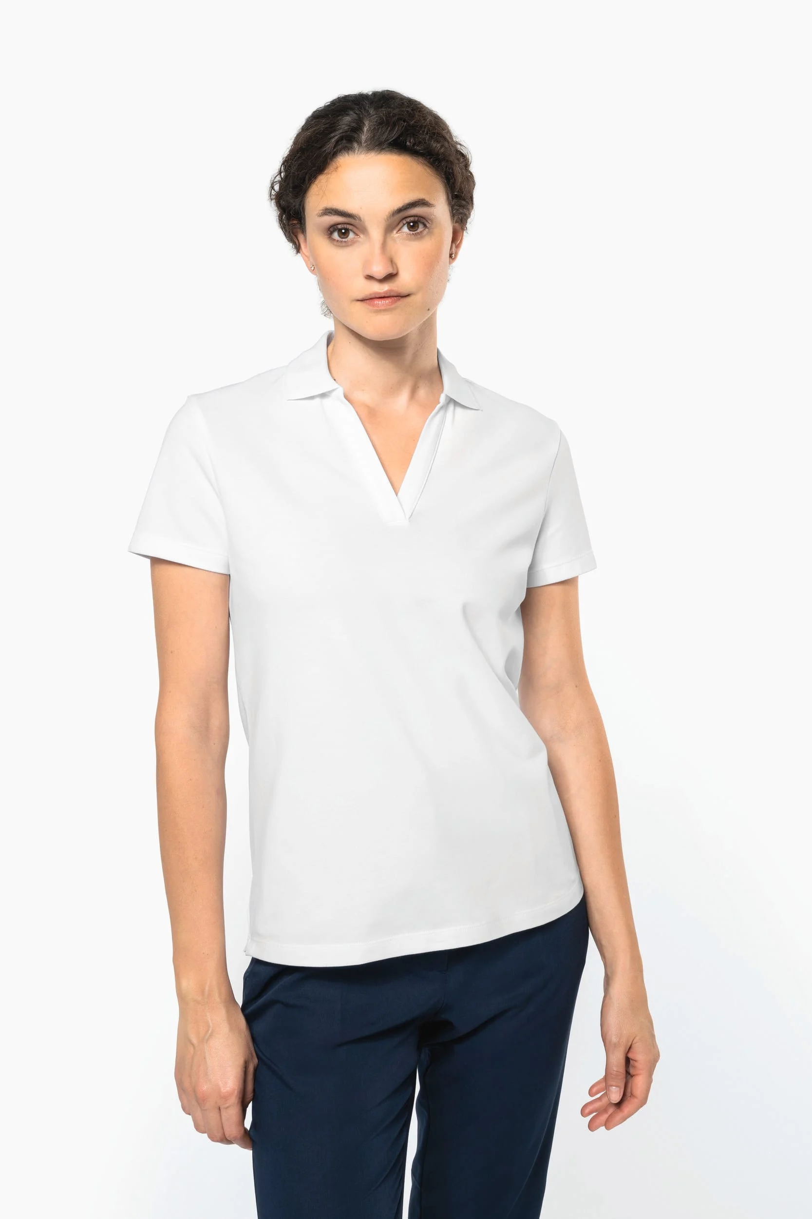 PK205 - Polo col en V coton Supima® femme