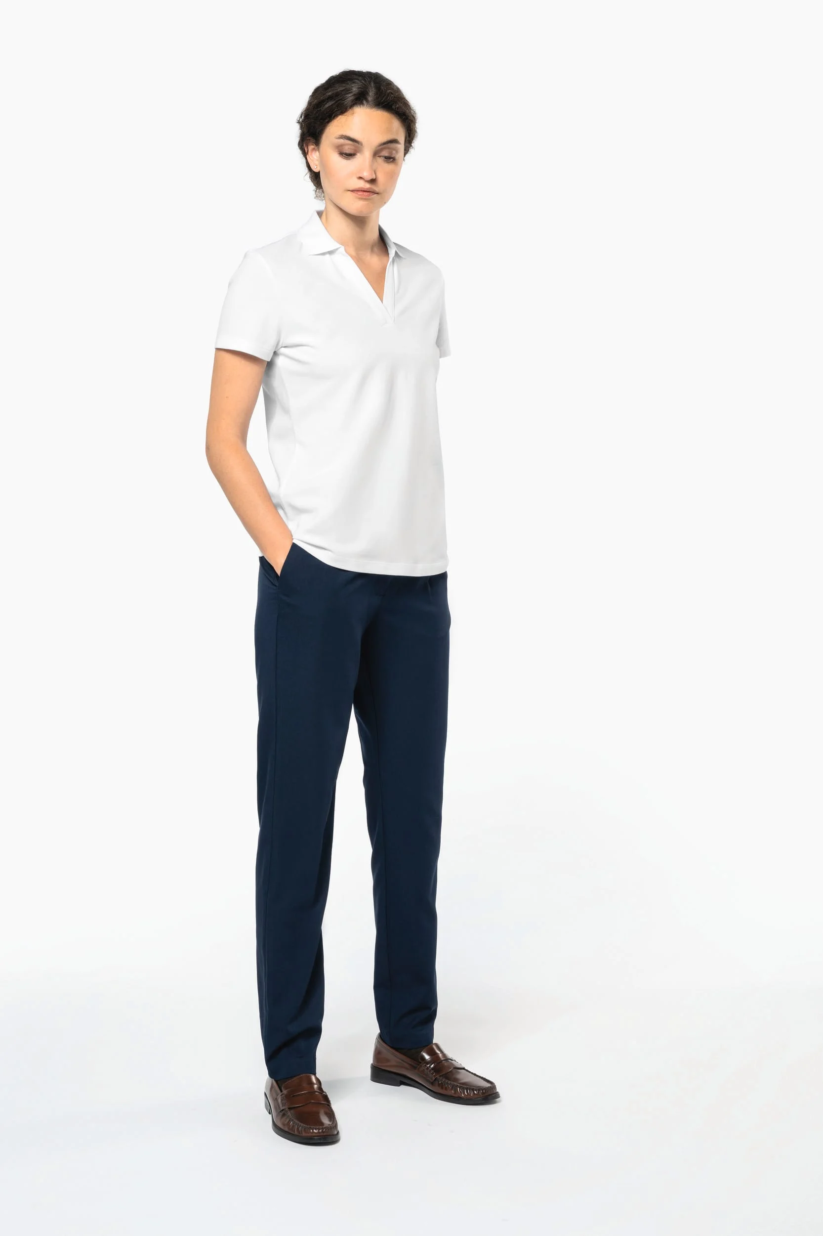 PK205 - Polo col en V coton Supima® femme – Image 9