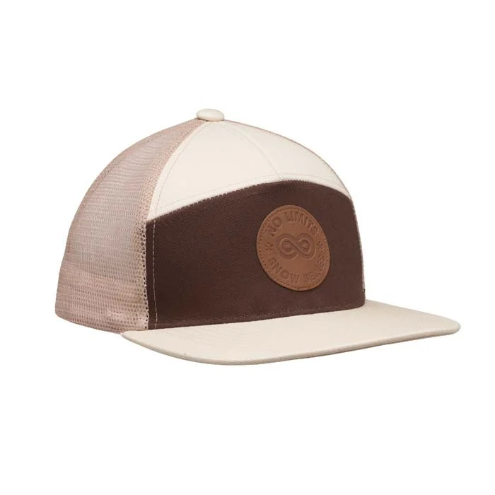 MH2208 - Casquette à visière plate à 7 panneaux en sergé de coton avec maille à l'arrière. Casquette à visière plate en sergé de coton 260gsm avec dos en maille. Mélangez et jouez avec les couleurs du dos en
