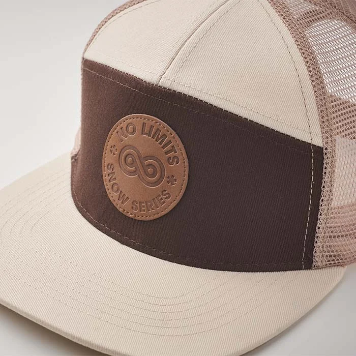 MH2208 - Casquette à visière plate à 7 panneaux en sergé de coton avec maille à l'arrière. Casquette à visière plate en sergé de coton 260gsm avec dos en maille. Mélangez et jouez avec les couleurs du dos en
