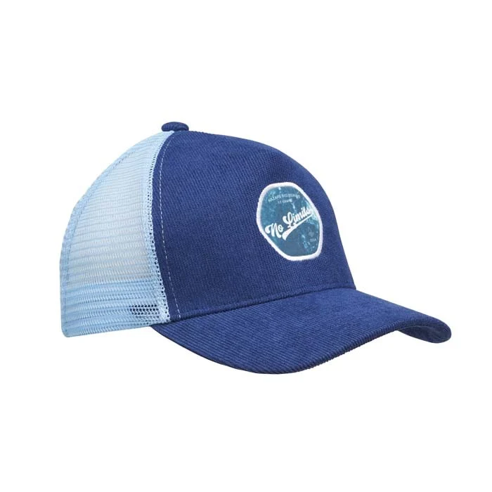 MH2209 - Casquette trucker à 5 panneaux en velours côtelé. Casquette trucker à 5 panneaux avec un tissu en velours côtelé 210 g/m² à l'avant et un panneau arrière en maille de polyester. La combinaison d'un s
