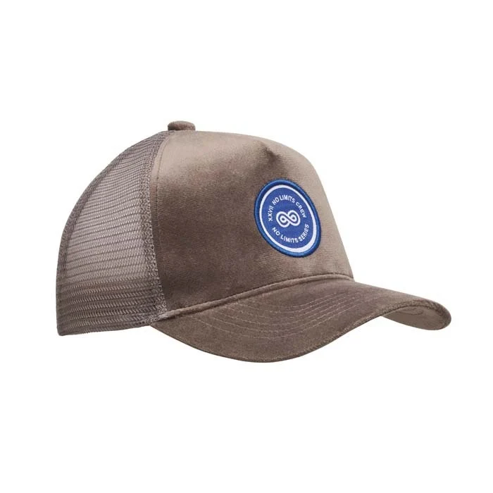 MH2326 - Casquette de camionneur haute en velours à 5 panneaux.