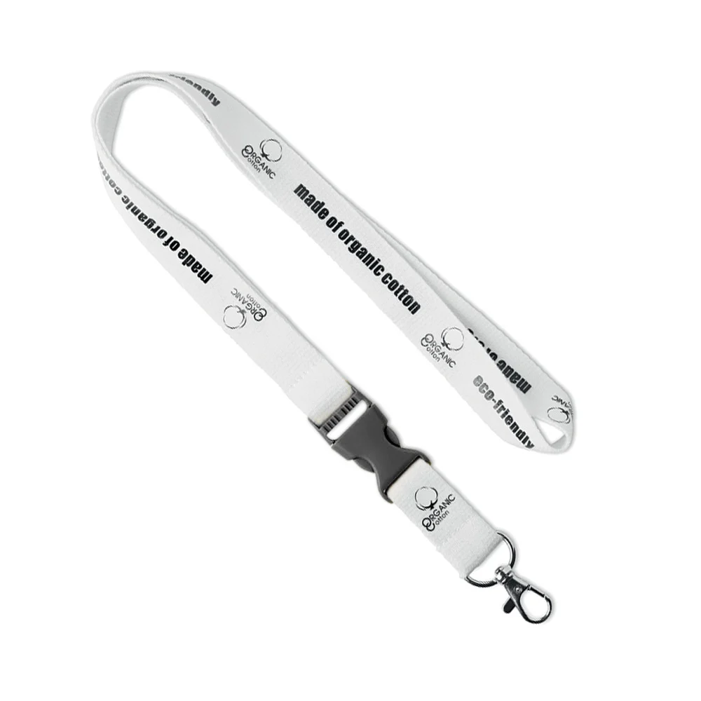 ML1037 - Lanière détachable en coton biologique sérigraphié.
